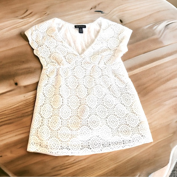 INC International Concepts Other - Pretty White Sundress. Crochet and fully lined. Pool. Beach. Swimsuit cover-up🤍